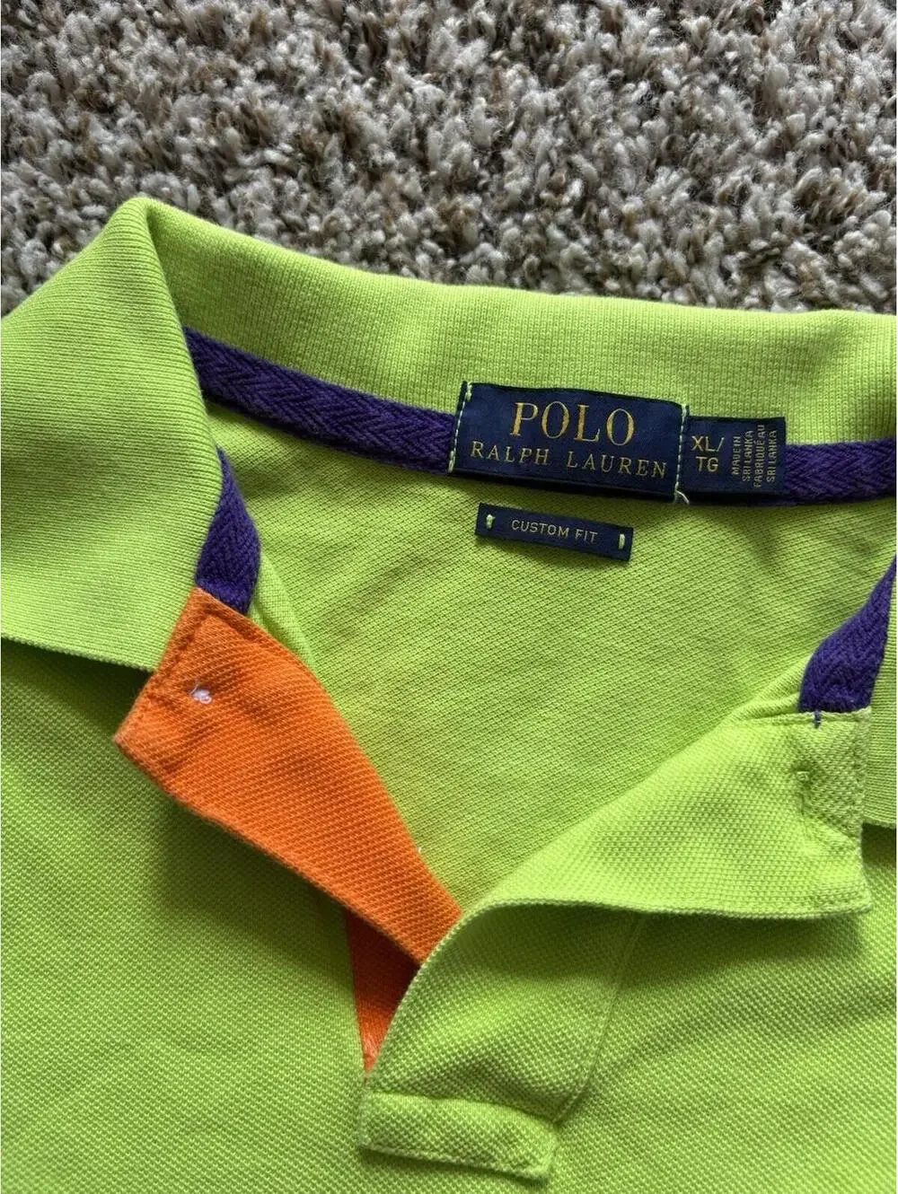 Polo Ralph Lauren Custom Fit Big Pony 3 Logo Polo Shirt Men's Size XL Lime Green